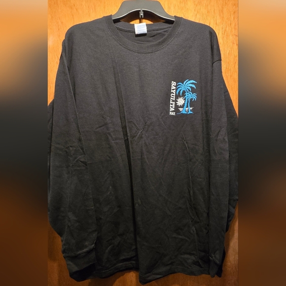 Yazbek Other - Yazbek Black Long Sleeve Tee with Blue Palm Sayulita Nay Design Collectible SzXL